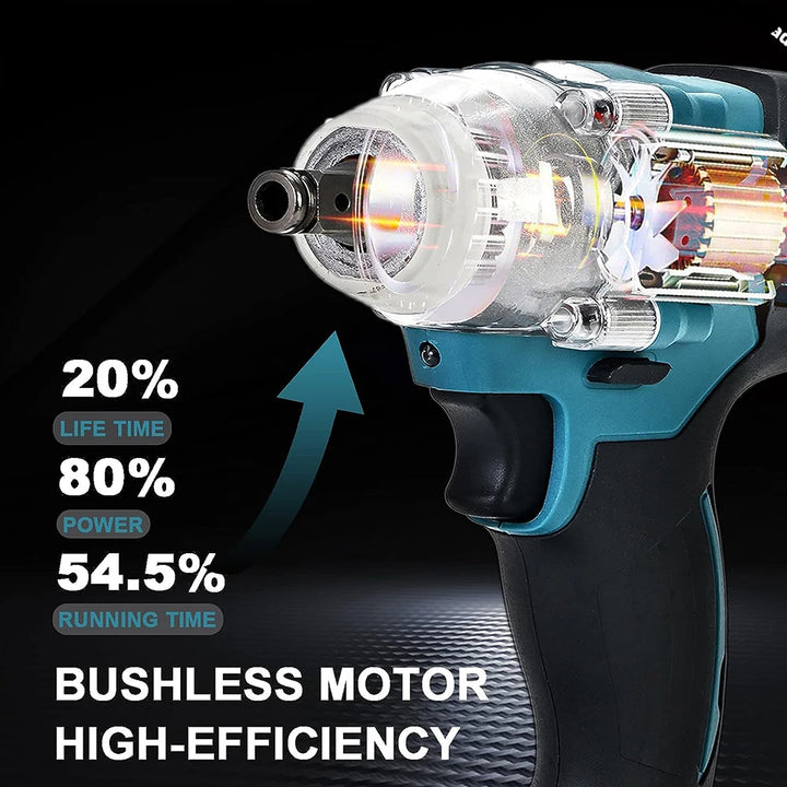 Koopa Tool Electric Wrench 18/21V Rechargeable 1/2 Inch Handheld Brushless Impact Wrench Compact Set with 3 Sockets